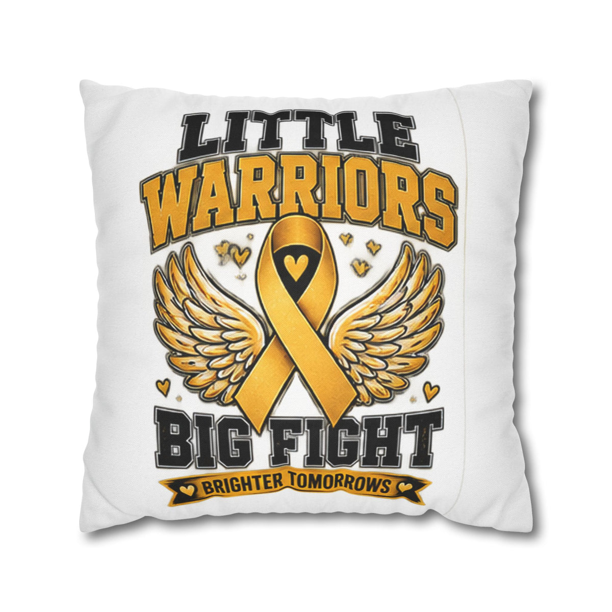 Champion Kids Pillow - "Little Warriors Big Fight" Childhood Cancer Awareness Throw Pillowcase