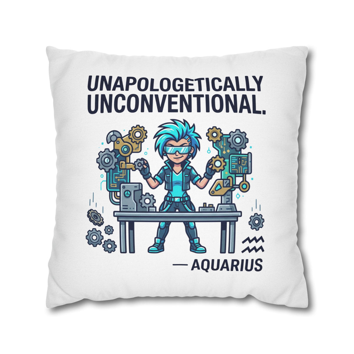 Aquarius Zodiac Spun Polyester Square Pillowcase
