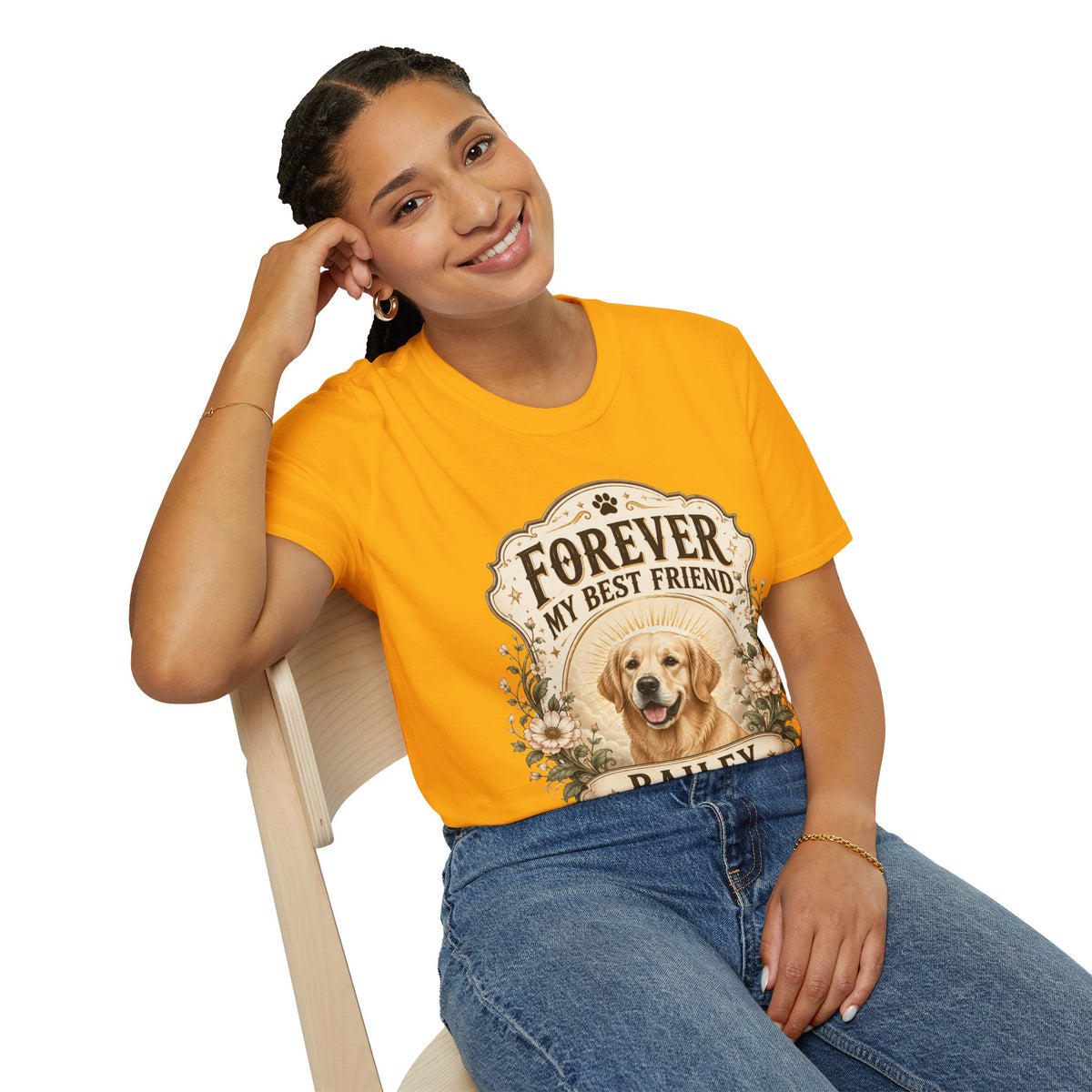 Dog Memorial T-Shirt — "Forever My Best Friend" Personalized Pet Tribute Tee