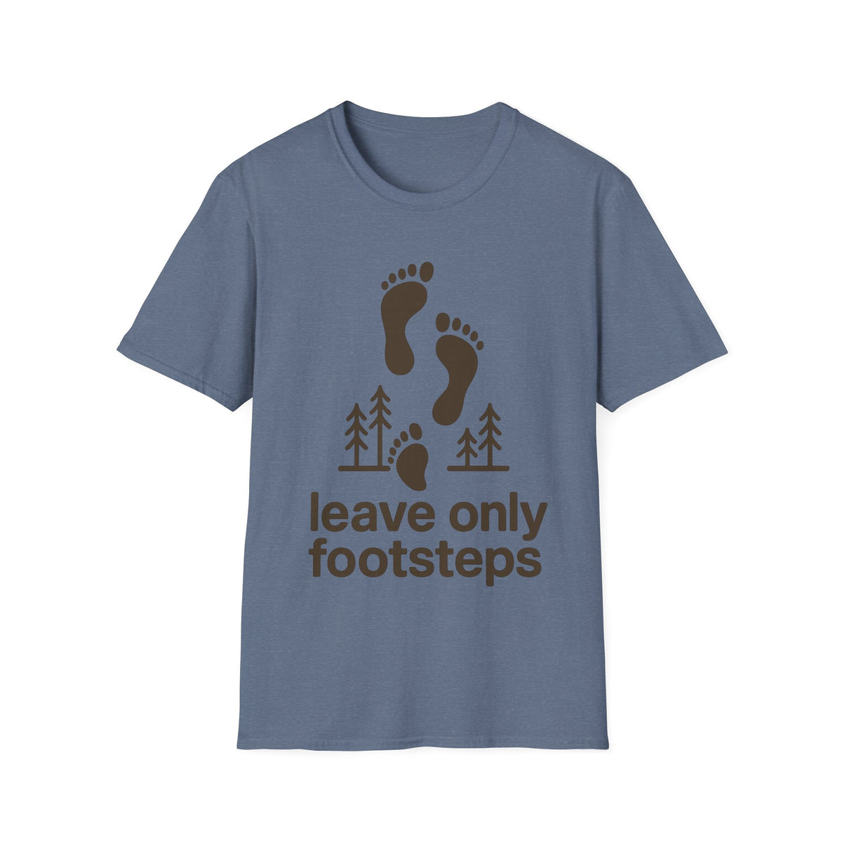 "Leave Only Footsteps" Minimalist Outdoor Graphic Tee - Aesthetic Eco Friendly Nature White T-Shirt - Trending Now - September 2026