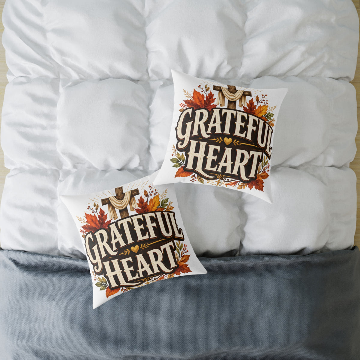 Thanksgiving Grateful Heart Fall Throw Pillow — Autumn Decorative Accent for Thanksgiving