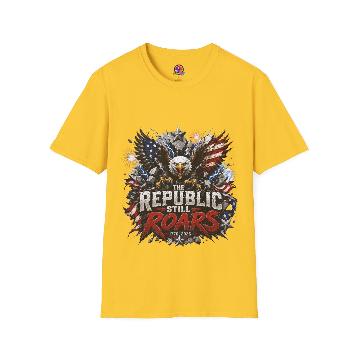 Patriotic Eagle T-Shirt — "The Republic Still Roars" | American Flag Graphic