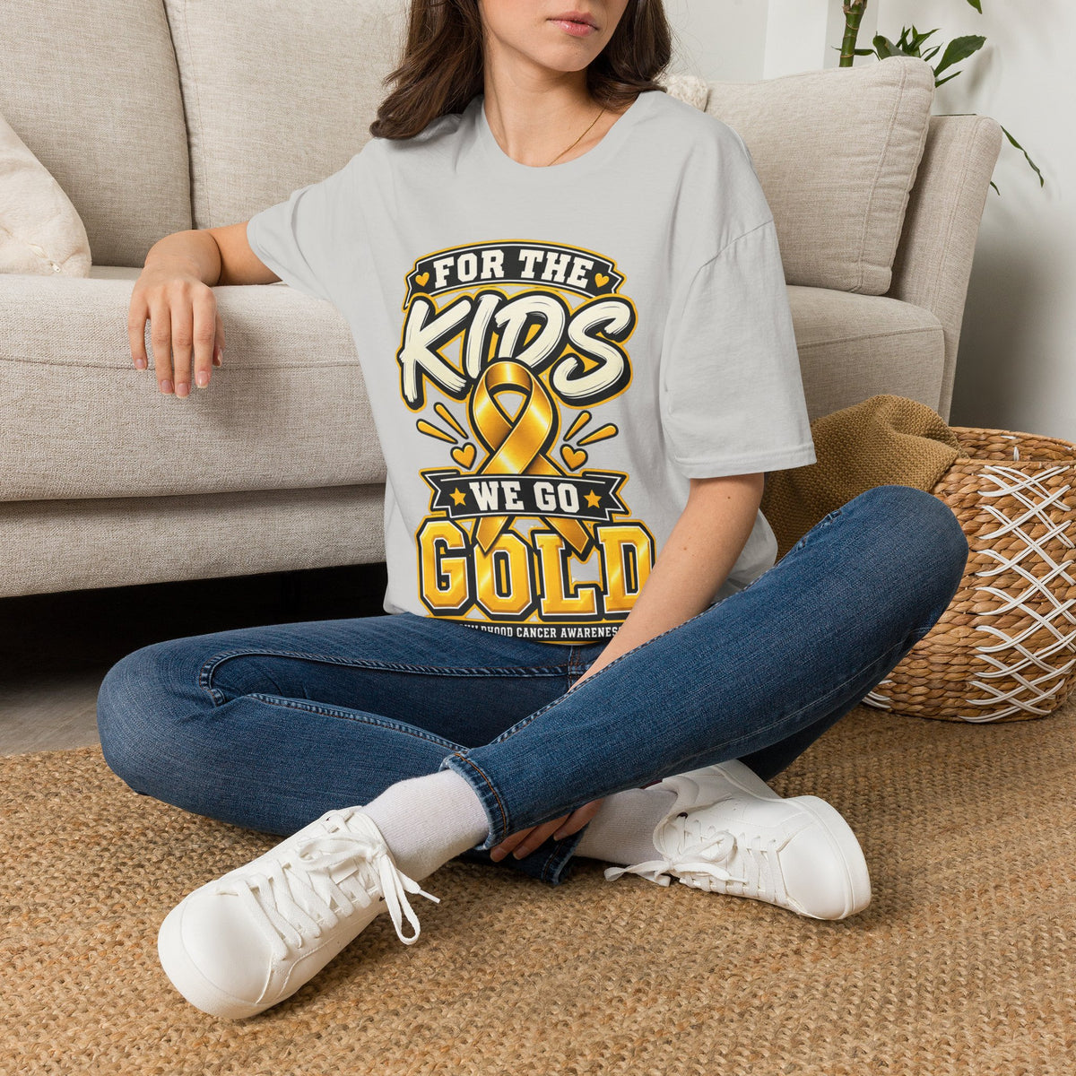 Kids Childhood Cancer Awareness T-Shirt — "For the Kids We Go Gold"