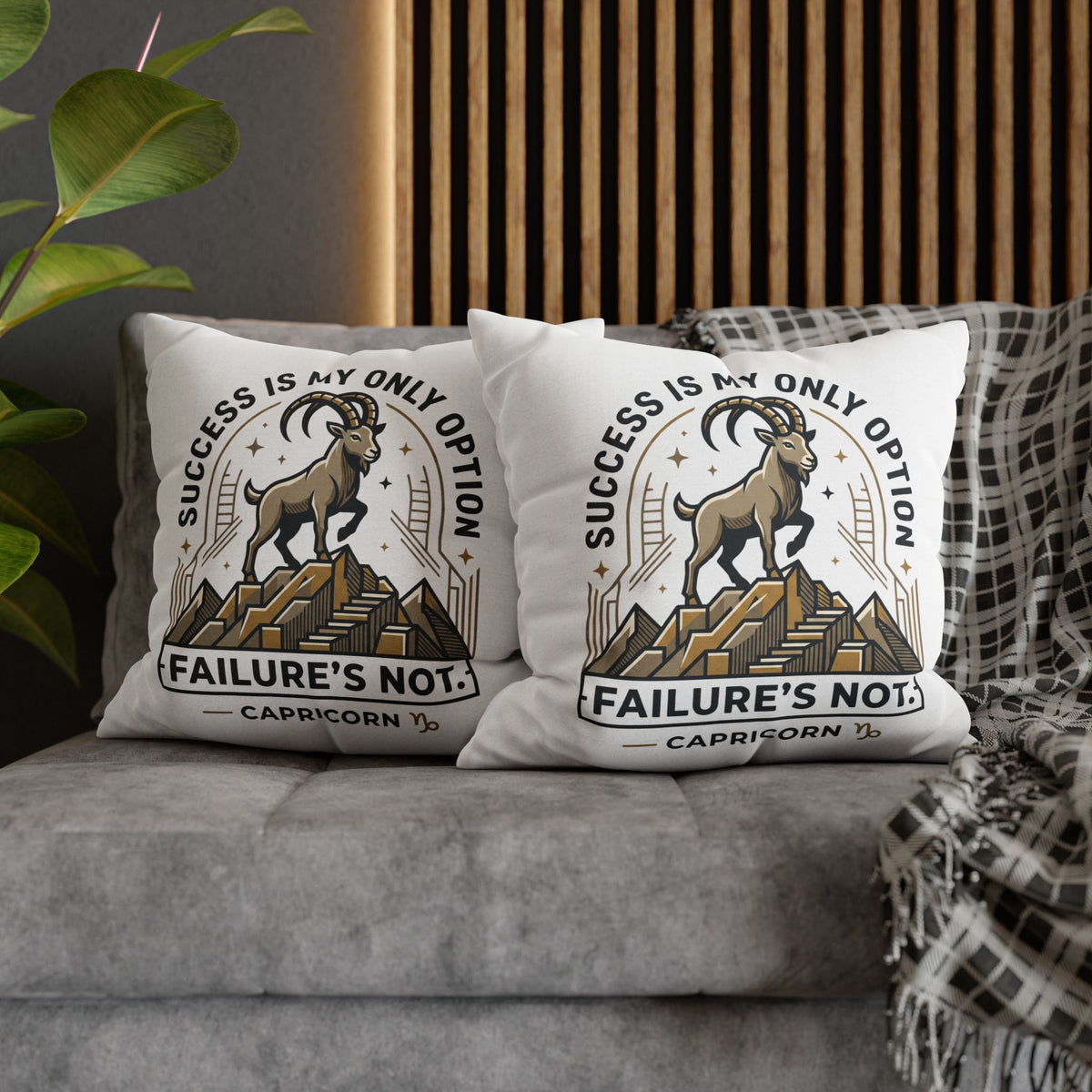 Capricorn Pillowcase – "Success Is My Only Option, Failure's Not" Zodiac Decorative Throw Pillow