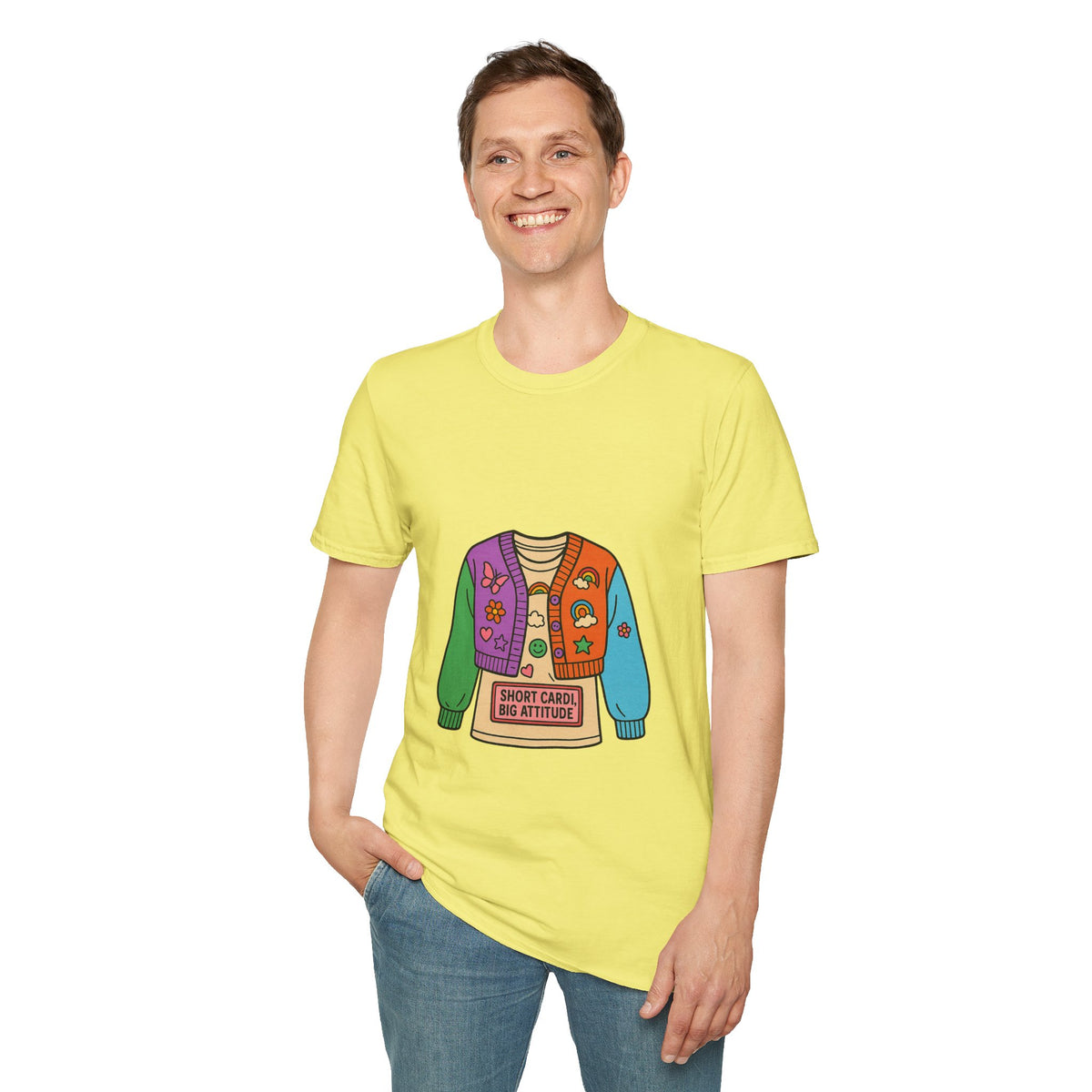 Colorful Patchwork Sweater Illustration T-Shirt - Trending Now - October 2026