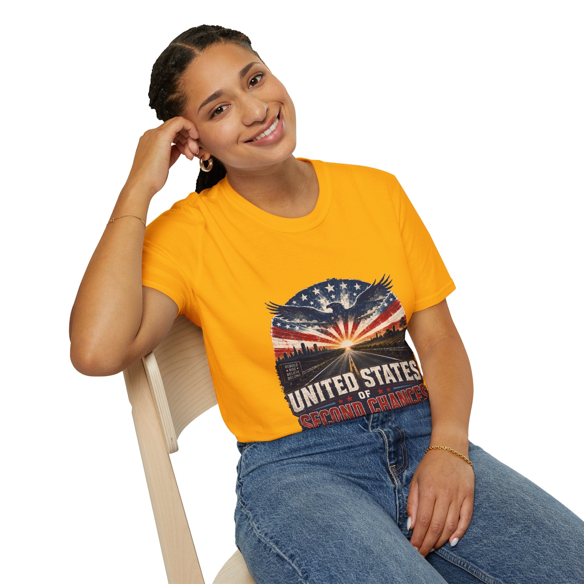 Patriotic Eagle T-Shirt — United States Skyline Vintage Flag Design