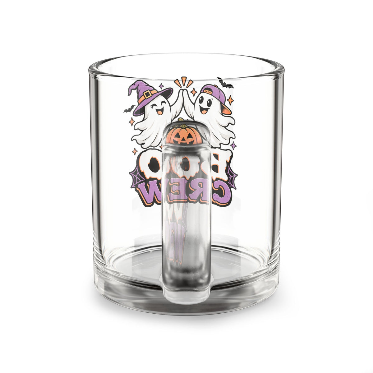 Boo Crew Glass Mug — Halloween Ghosts & Pumpkin 10oz