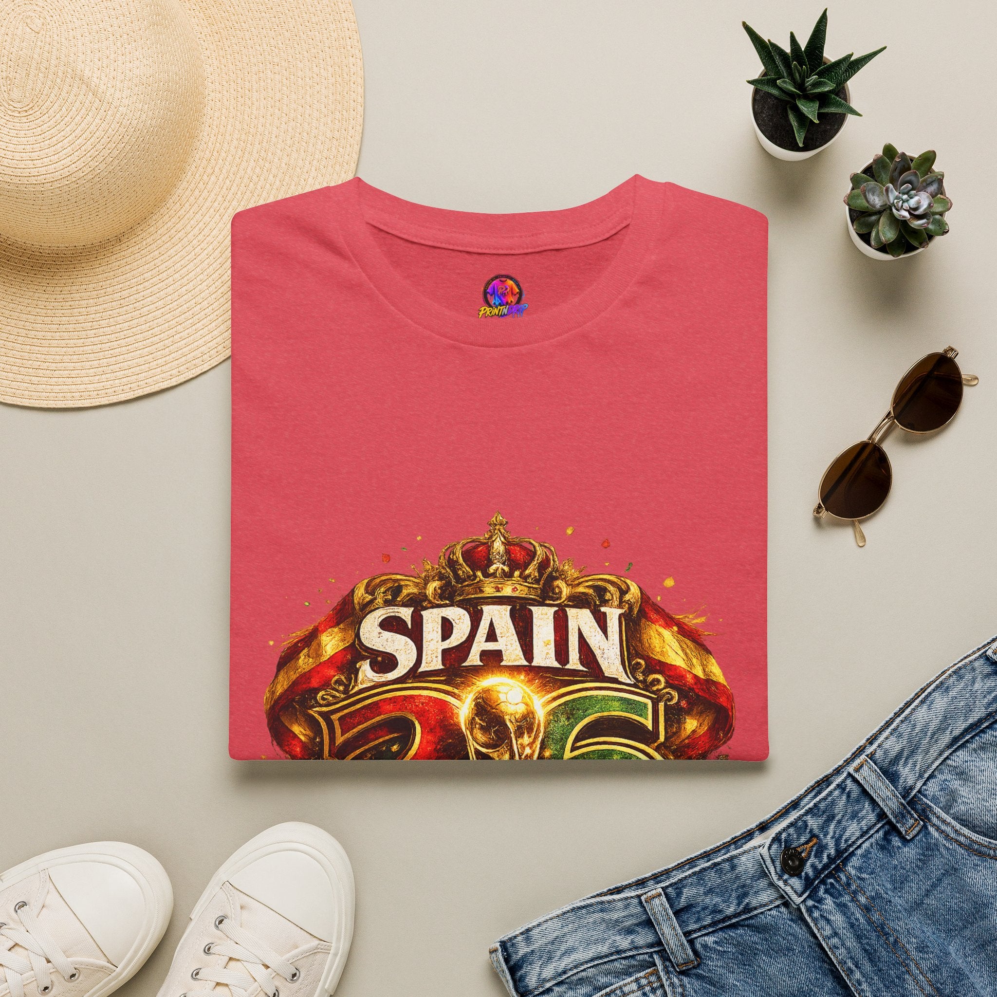 Spain 26 Graphic T-Shirt — Vintage Crowned Soccer Fan Tee