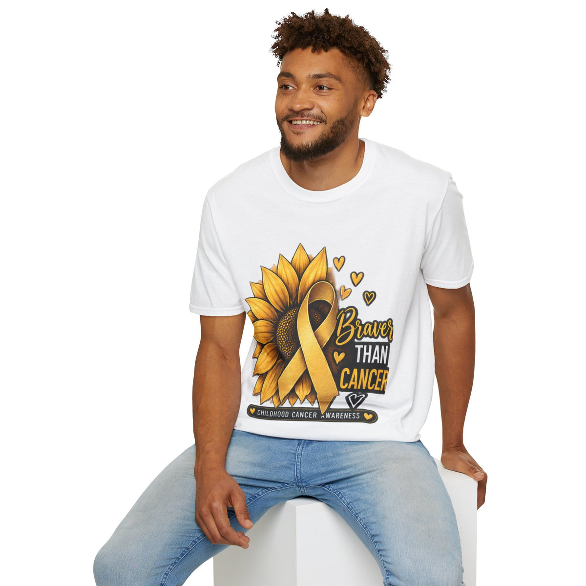 Braver Than Cancer Childhood Cancer Awareness Sunflower T-Shirt
