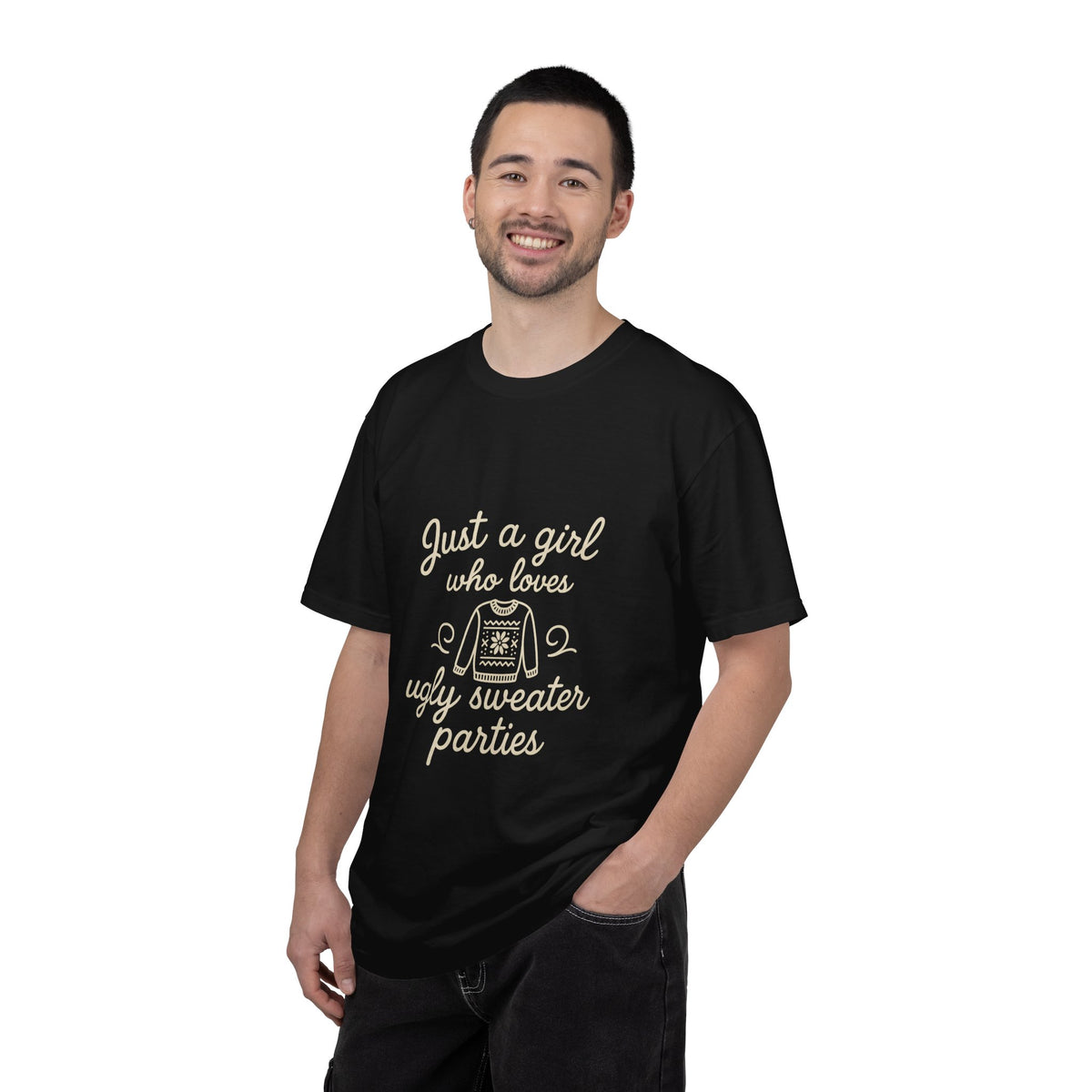 Ugly Sweater Party T-Shirt — "Just a Girl Who Loves Ugly Sweater Parties" - Trending Now - October 2026