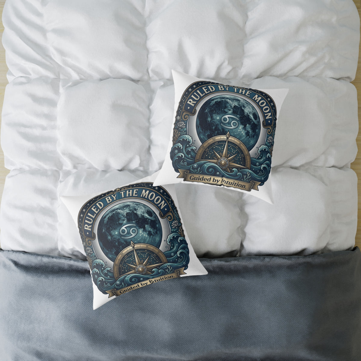 Cancer Zodiac Pillow Ruled By The Moon, Guided By Intuition Square Poly Canvas Pillow