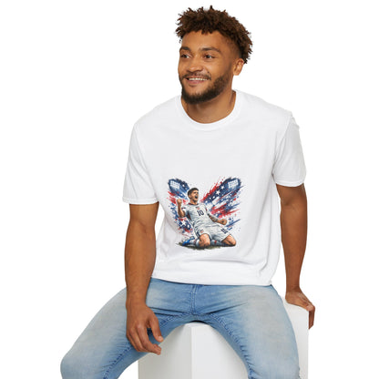 USA Soccer Player Flag T-Shirt — Patriotic Football Fan Tee