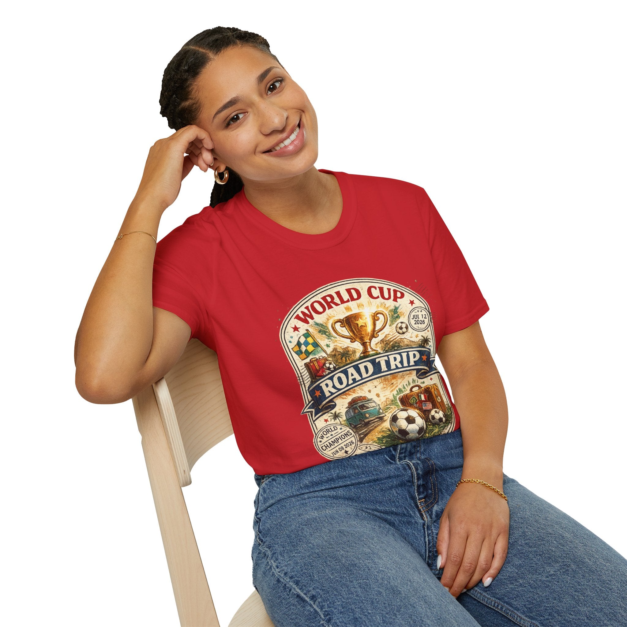 World Cup Road Trip T-Shirt — Vintage Soccer Trophy Design