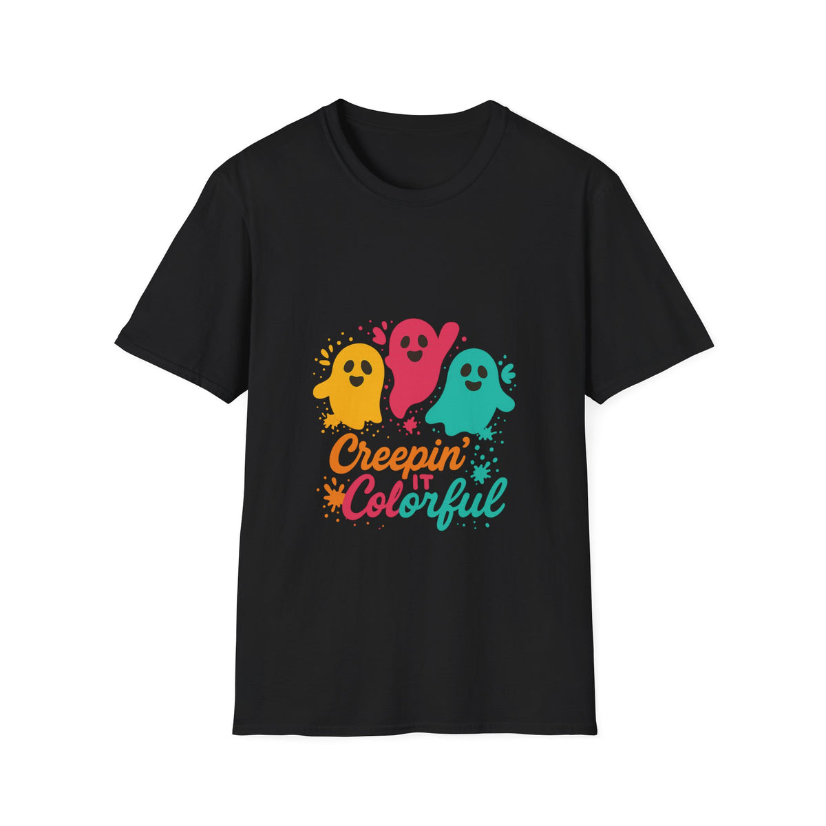 Colorful Creepin' Ghosts Tee — Cute Halloween Shirt - Trending Now - October 2026