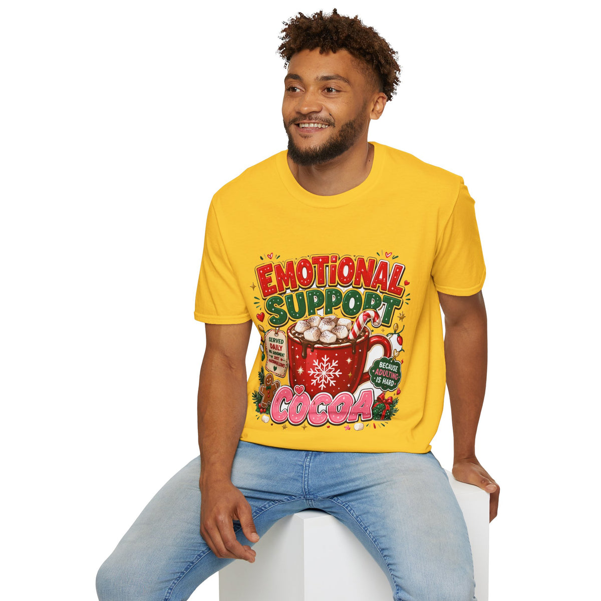 Emotional Support Cocoa T-Shirt — Holiday Hot Chocolate Graphic Tee