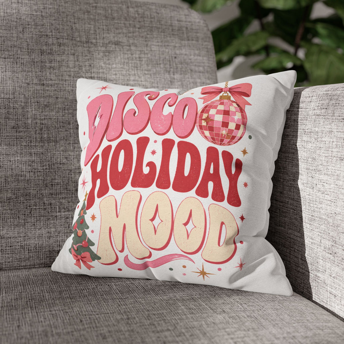 Holiday Pillowcase — 'Disco Holiday Mood' Retro Christmas Decor Modern Day Christmas