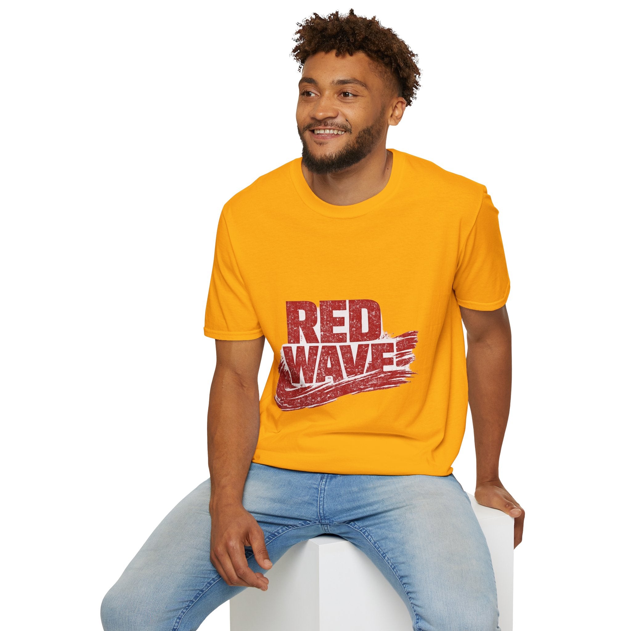 South Korea Red Wave Graphic T‑Shirt — Vintage Distressed Logo Tee