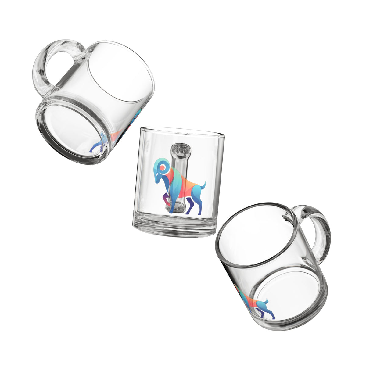 Aries Zodiac Aries Glass Mug — Colorful Geometric Ram 10oz