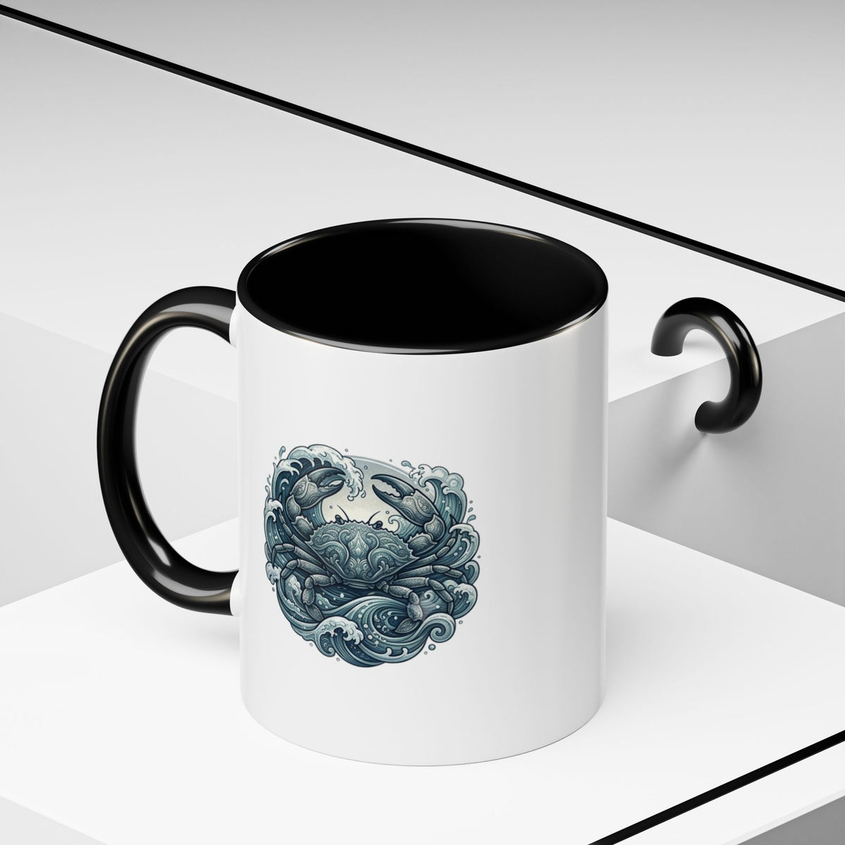 Cancer Zodiac Crab Ocean Crest Accent Coffee Mug