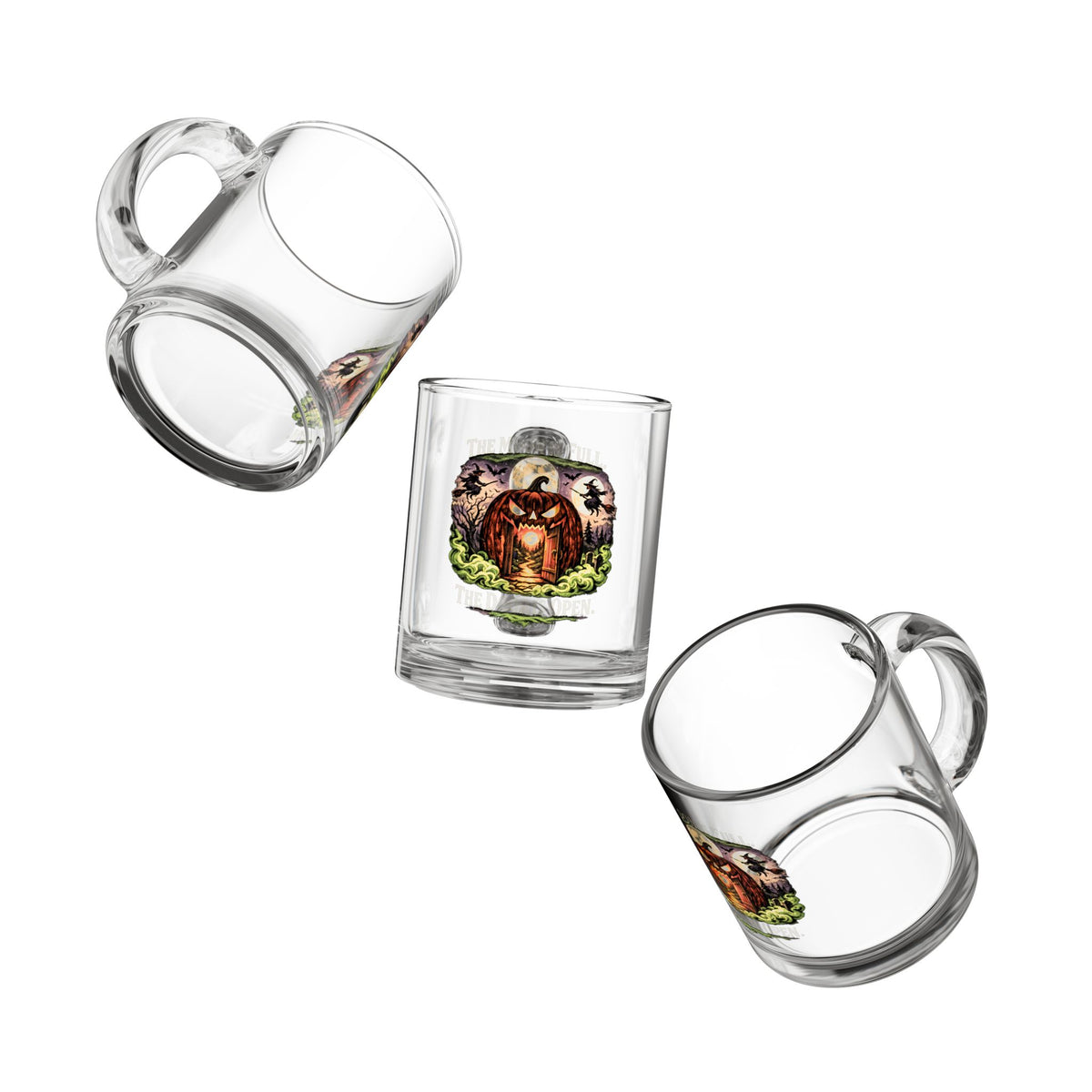 Halloween Glass Mug 10 oz Glass Mug — Halloween Pumpkin Portal Illustration (10 oz)