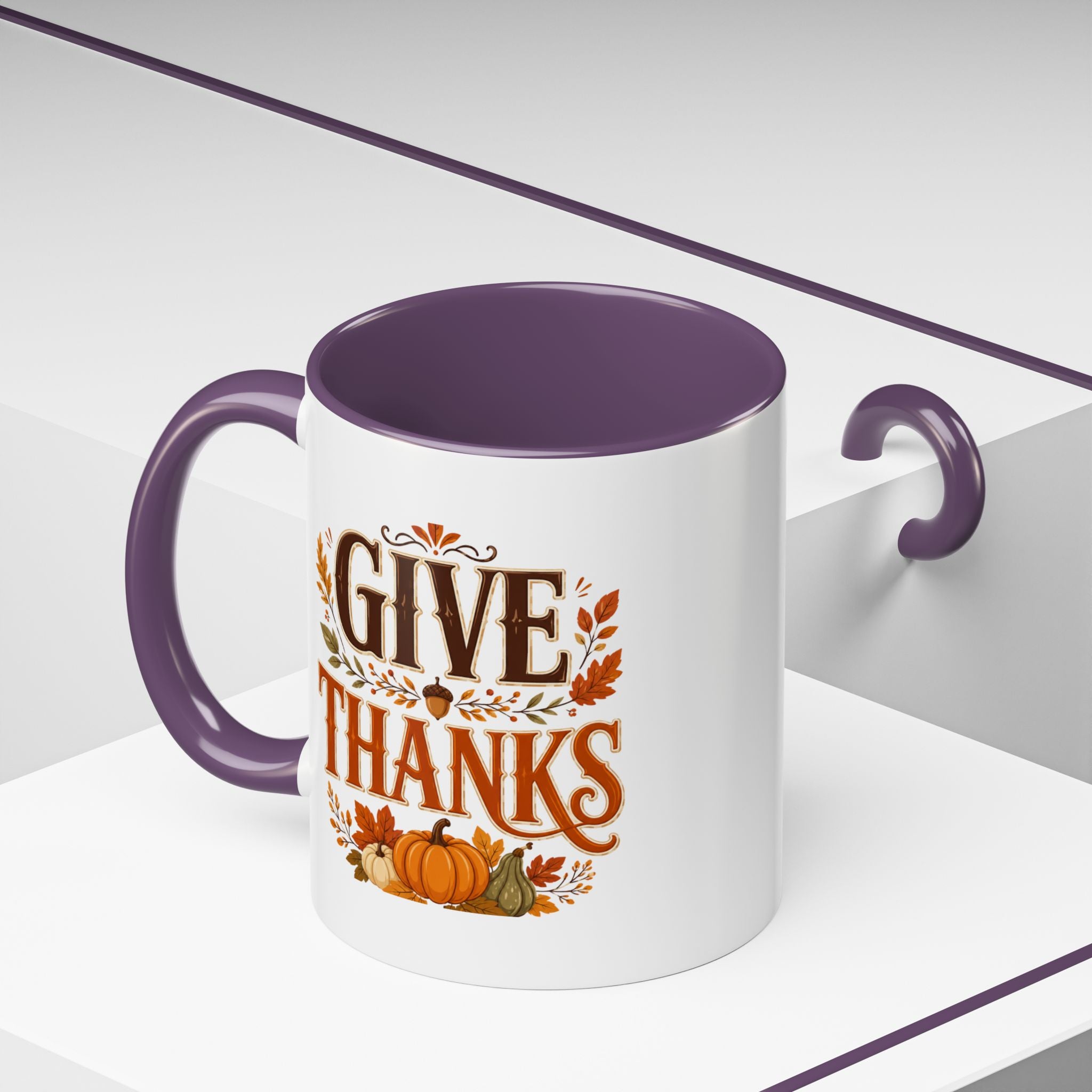 Thanksgiving Mug Give Thanks Coffee Mug — Thanksgiving Fall Accent Mug