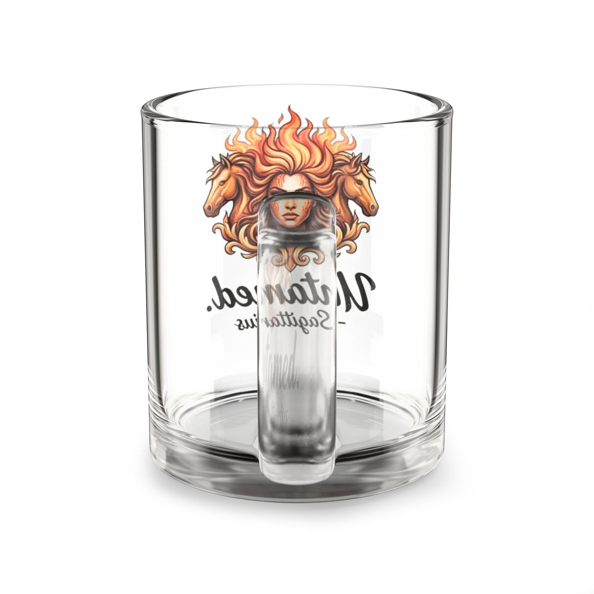 Sagittarius Glass Mug — "Untamed" Zodiac Horse Fire Astrology Coffee Cup