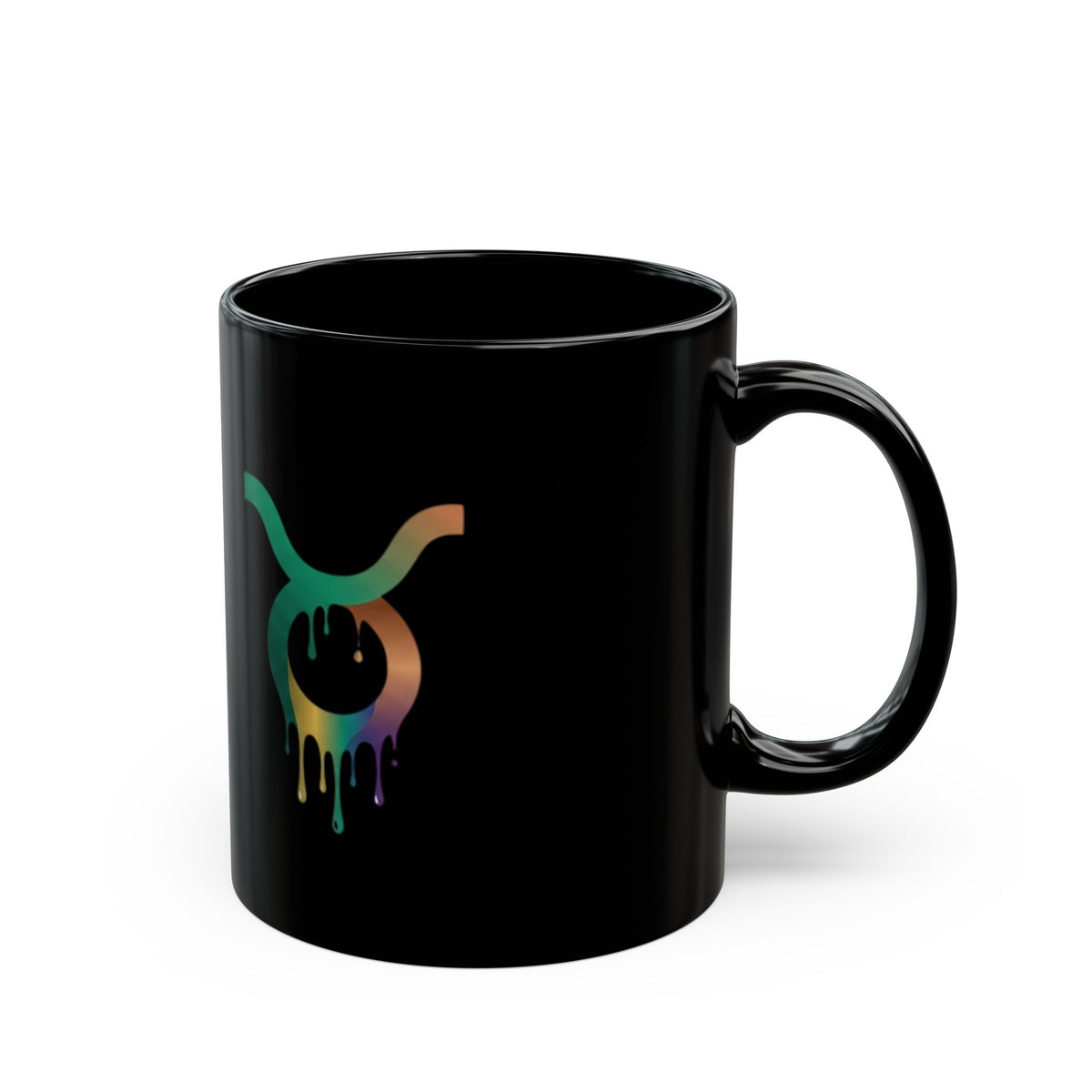 Taurus Drip Black Mug — Colorful Dripping Taurus Zodiac Coffee Cup