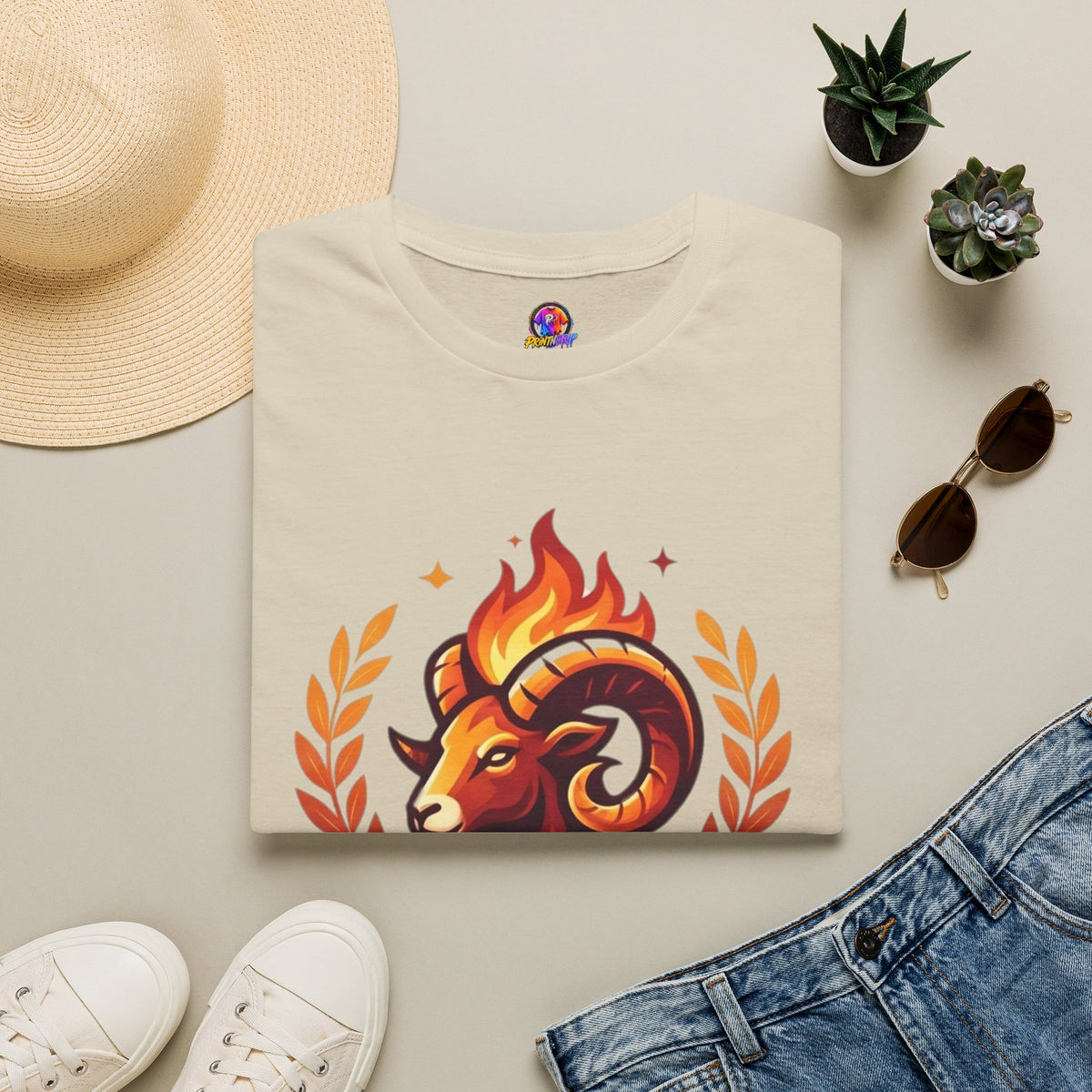 Aries Zodiac T-Shirt — "Born to Lead Not to Follow" Ram Graphic