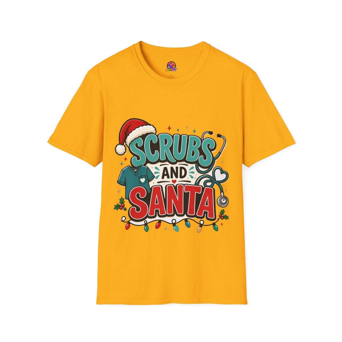 Scrubs and Santa Christmas T-Shirt — Cute Holiday Nurse Tee