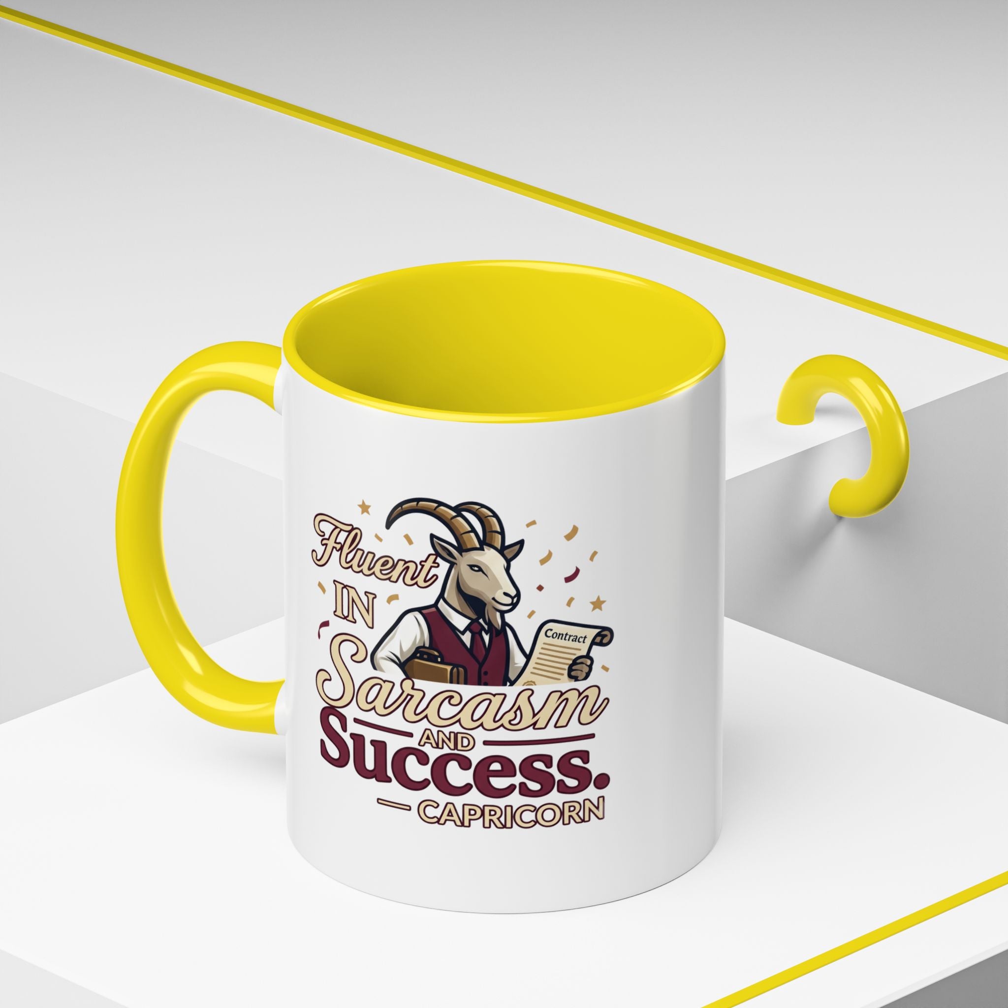 Capricorn Coffee Mug — "Fluent in Sarcasm and Success" Accent Mug
