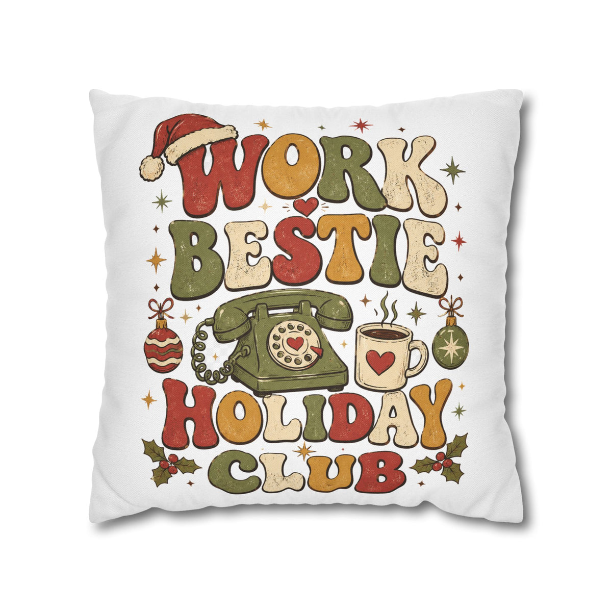 Holiday Work Bestie Pillowcase Modern Day Christmas  — Festive Office Friend Decorative Pillow Cover