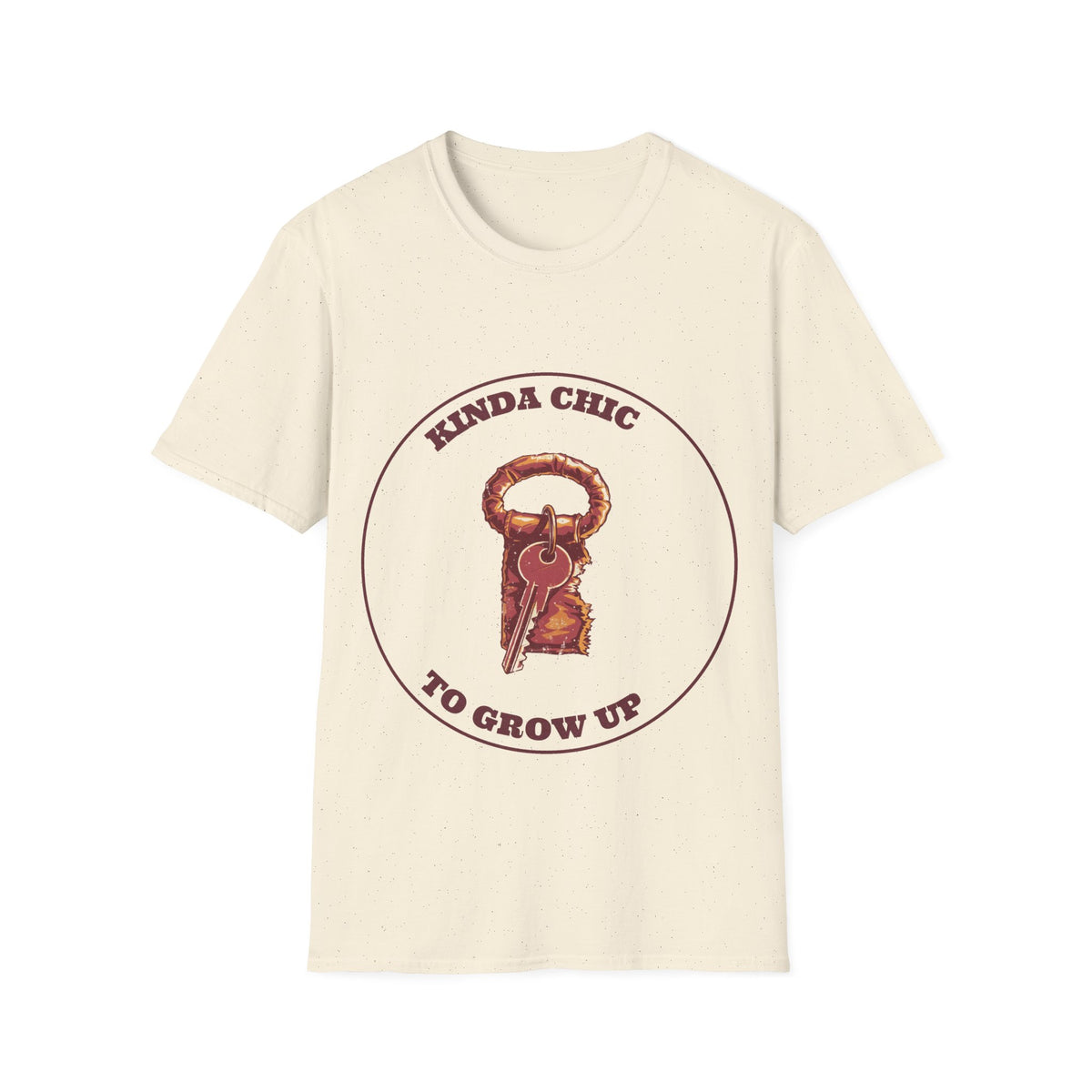 "Kinda Chic To Grow Up" Vintage Key Graphic Tee - Funny Relatable Aesthetic White T-Shirt - Trending Now - September 2026