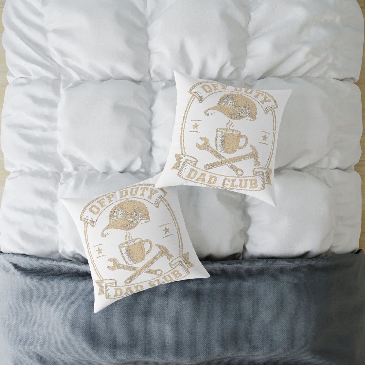 Dad Club Pillow – "Off Duty" Coffee & Tools Square Throw Pillow  Milo Bailey Dog Dad Mom