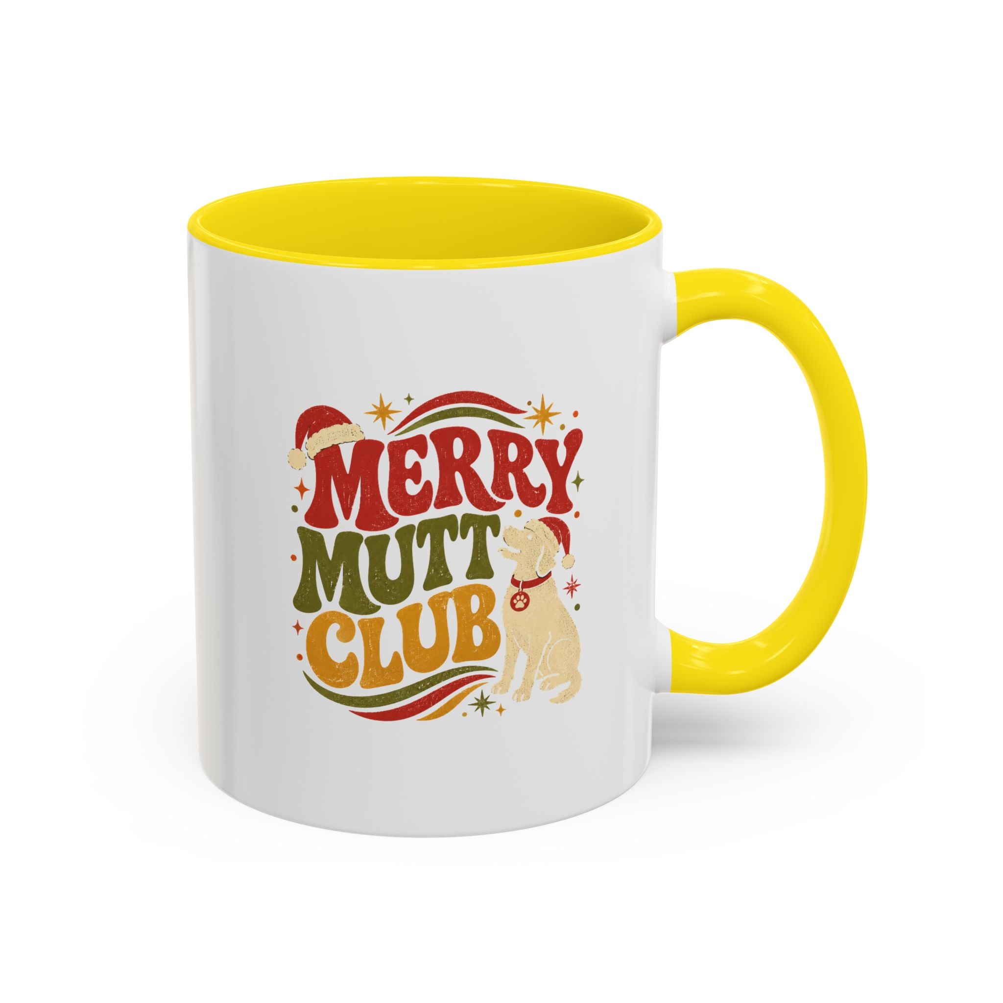 Modern Day Christmas Merry Mutt Club Accent Coffee Mug — Festive Dog Lover Holiday Gift