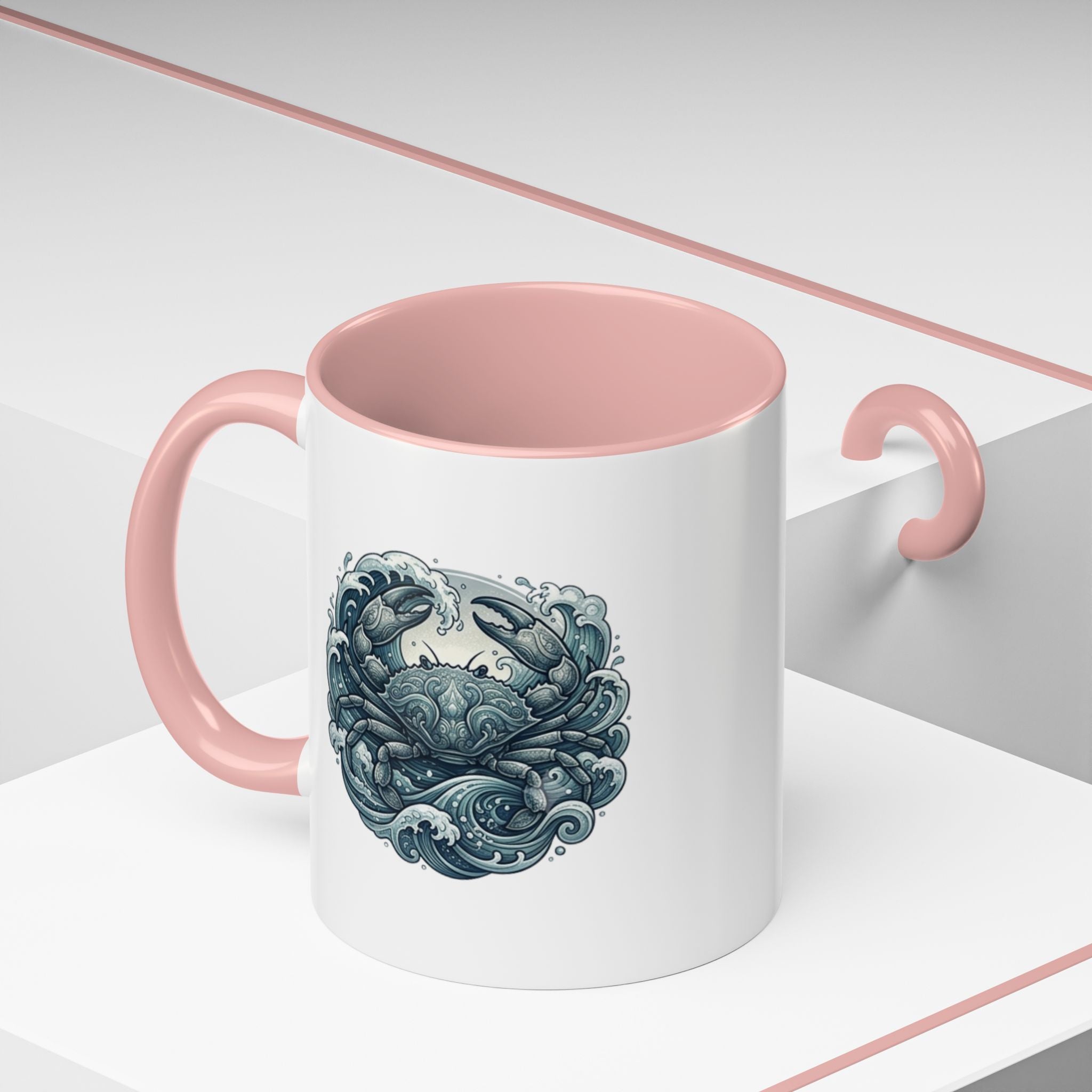 Crab Wave Accent Coffee Mug — Nautical Ocean Art