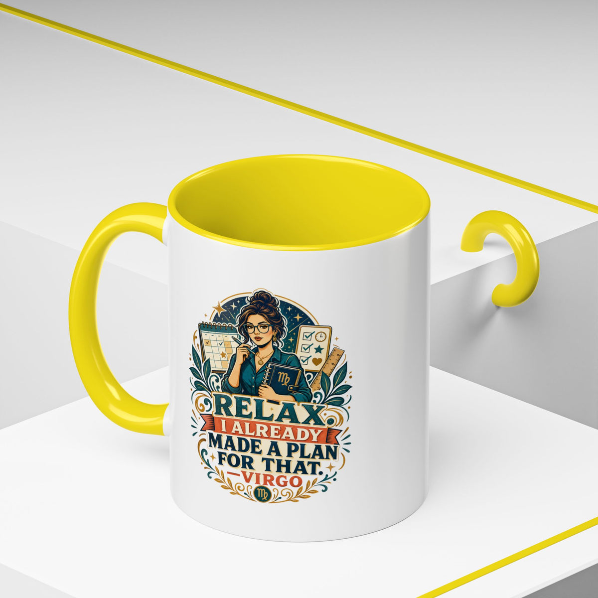 Virgo Zodiac Mug Accent Coffee Mug — "Relax I Already Made a Plan for That" Virgo Astrology Mug