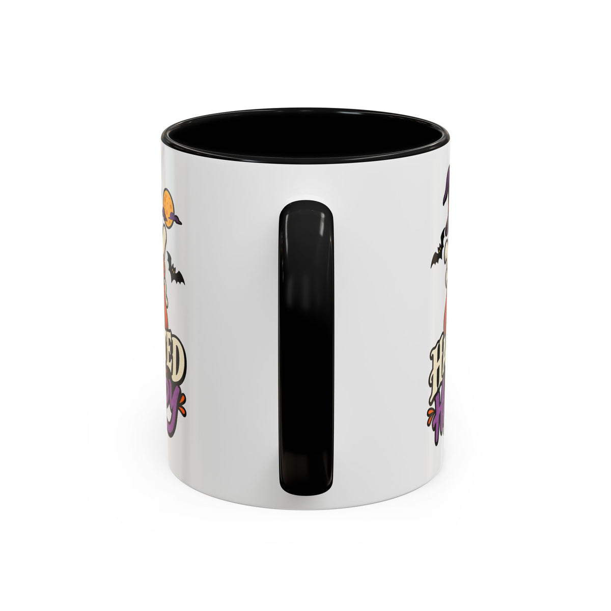 Haunted But Happy Coffee Mug — Halloween Ghost Pumpkin Accent Mug (11/15oz)