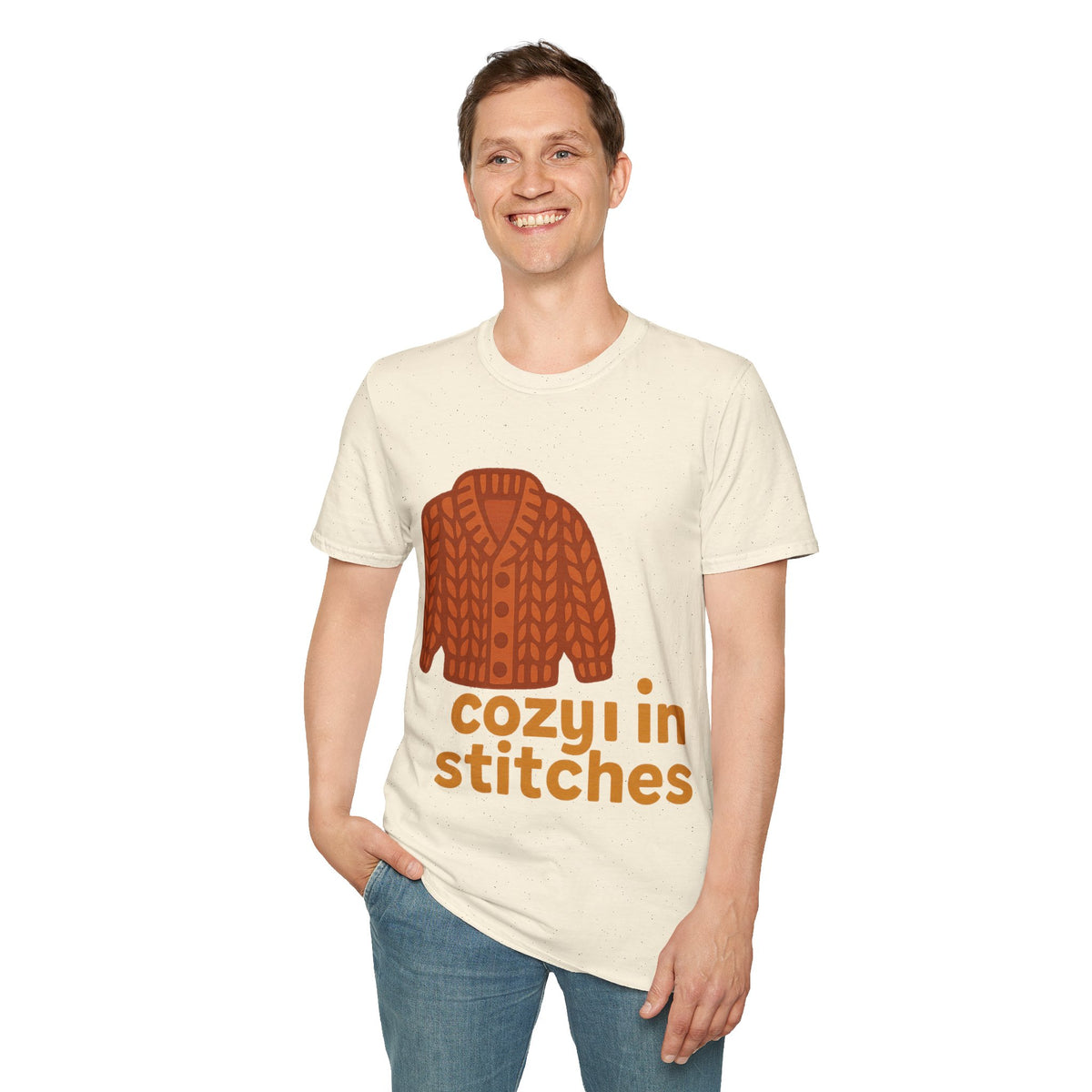"Cozy In Stitches" Autumn Sweater Tee | Cute Knitting Crochet T-Shirt - Trending Now - September 2026