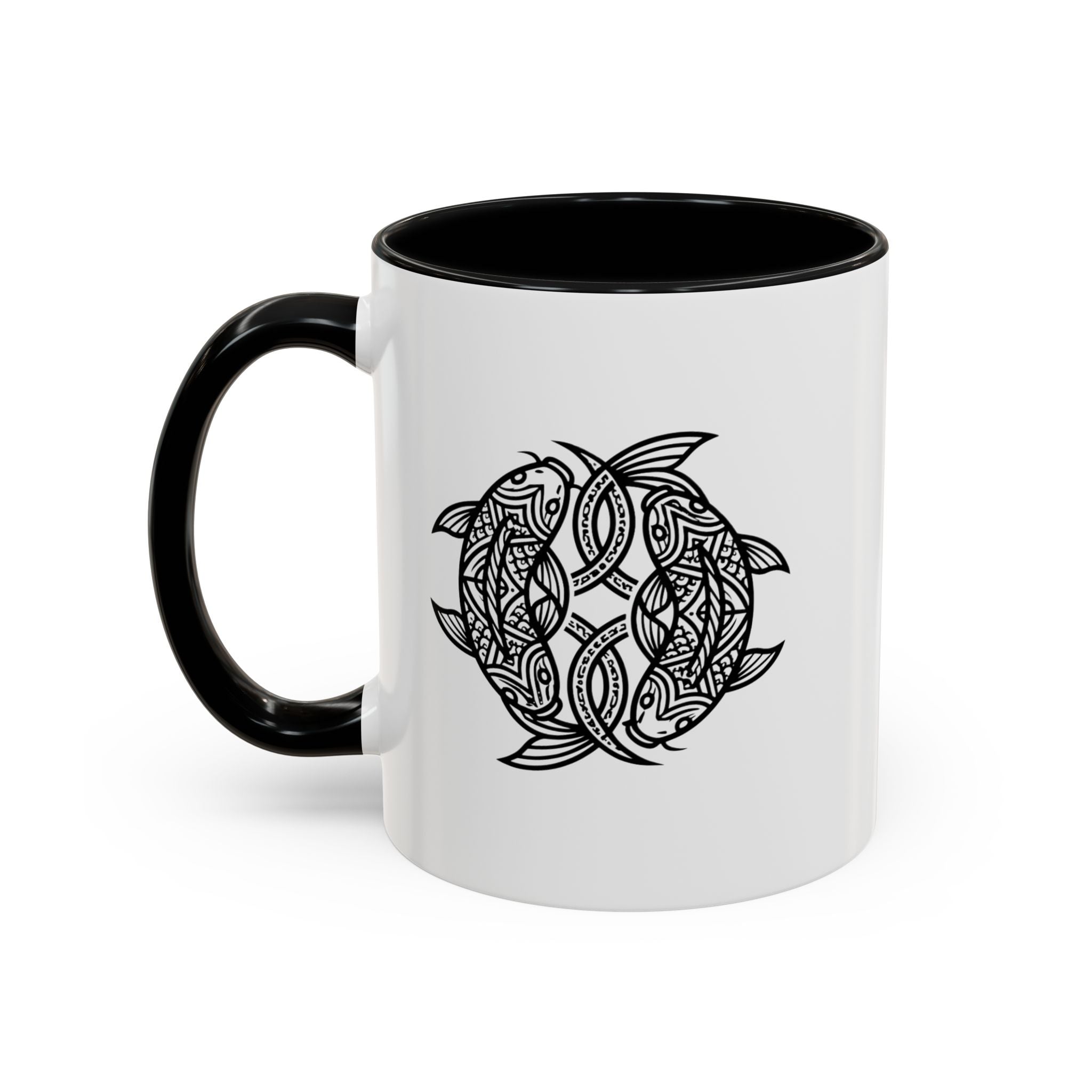 Celtic Knot Dolphin Coffee Mug — Black Accent Ceramic Mug