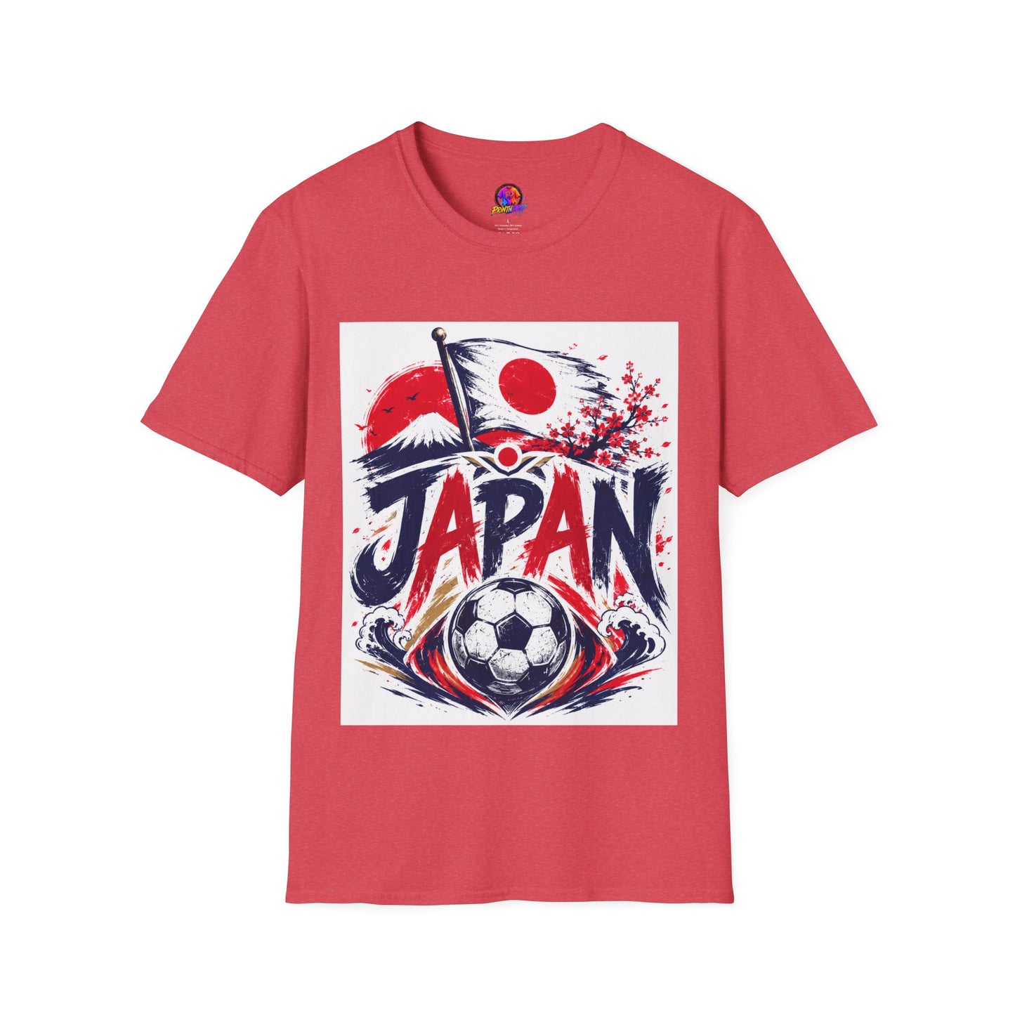 Japan Soccer T-Shirt — Japanese Flag & Cherry Blossom Football Graphic