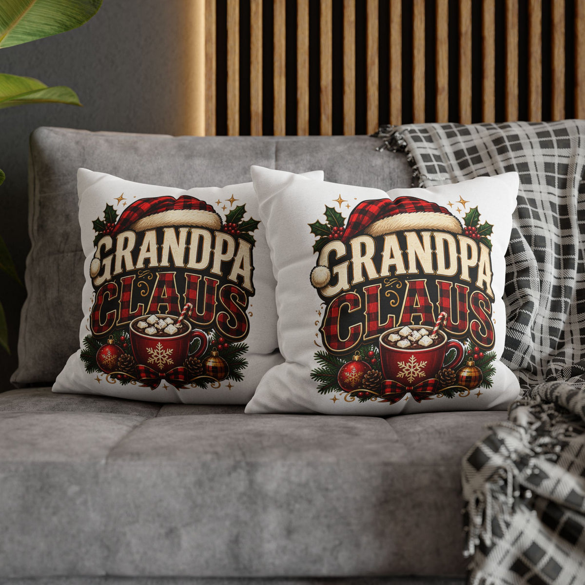 Christmas Grandpa Claus Holiday Pillowcase – Festive Christmas Throw Pillow Cover