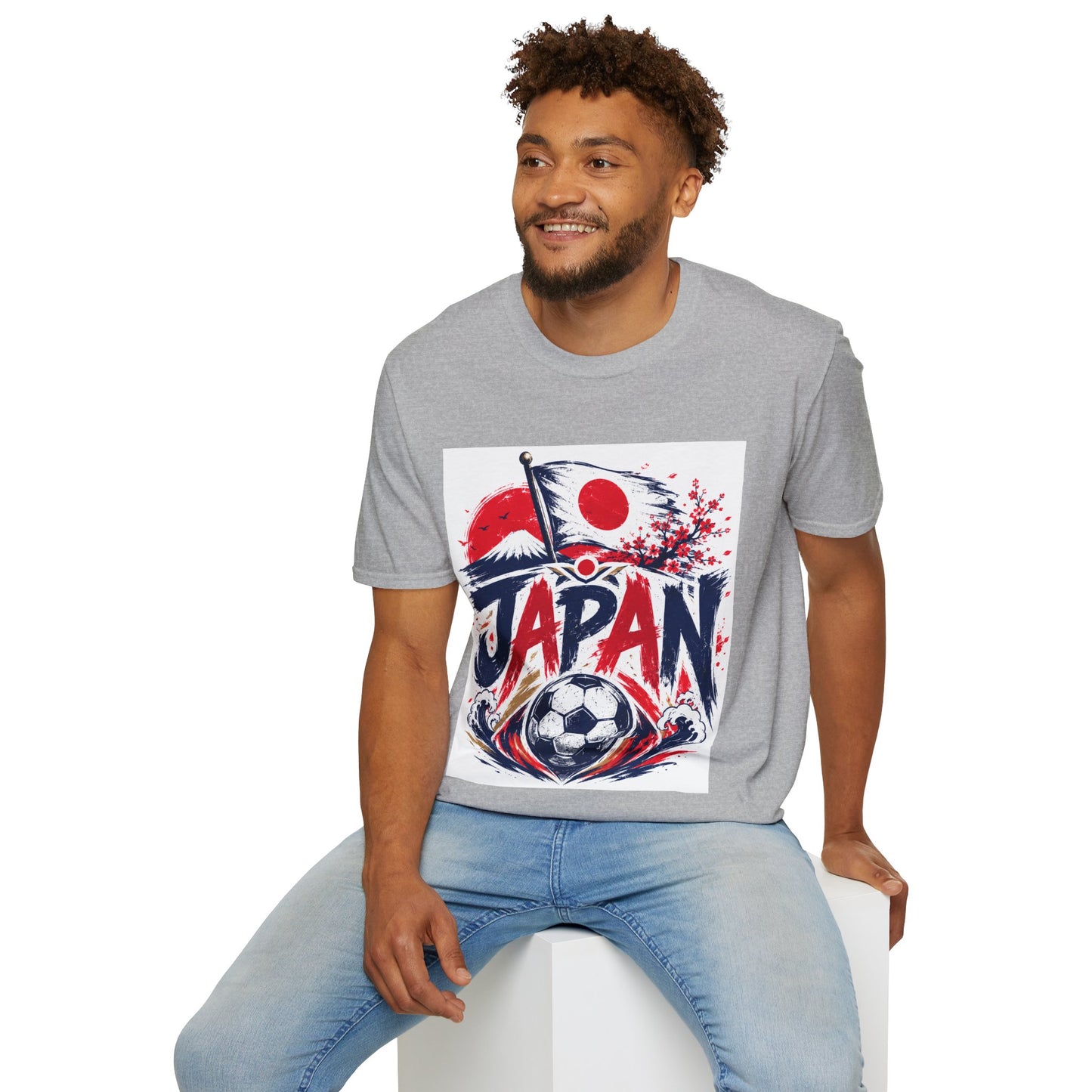 Japan Soccer T-Shirt — Japanese Flag & Cherry Blossom Football Graphic