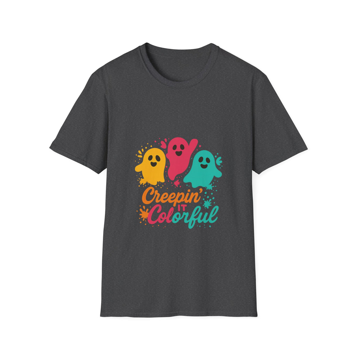 Colorful Creepin' Ghosts Tee — Cute Halloween Shirt - Trending Now - October 2026