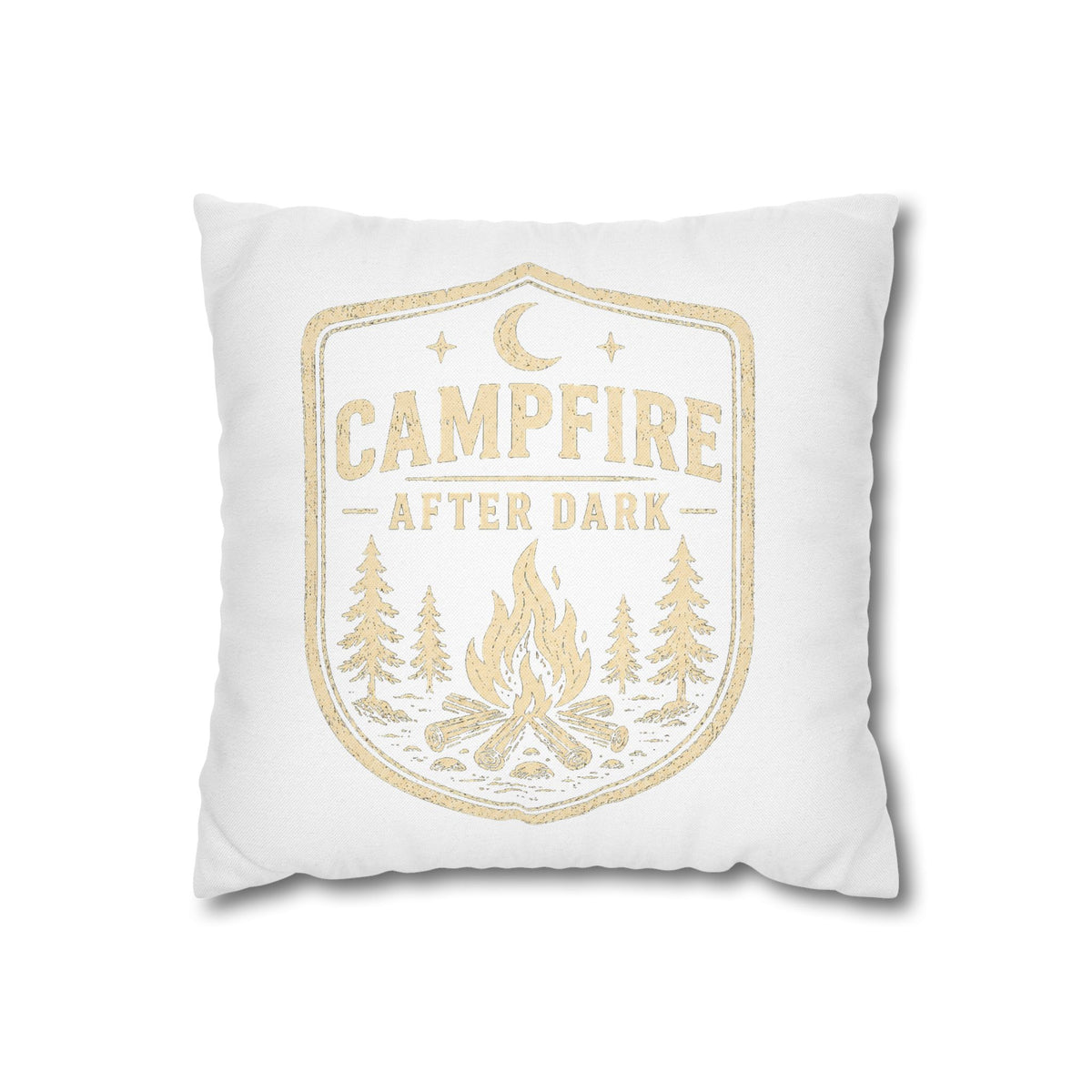 Campfire After Dark Throw Pillowcase Milo Bailey Dog Dad Mom — Cozy Rustic Camping Decor