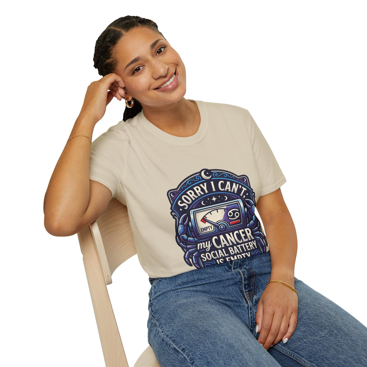 Cancer Support T-Shirt — "Sorry I Can't, My Cancer Social Battery Is Empty"