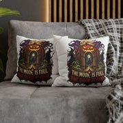 Halloween Pumpkin Door Pillowcase - "The Moon Is Full, The Door Is Open" Spun Polyester Throw Pillow