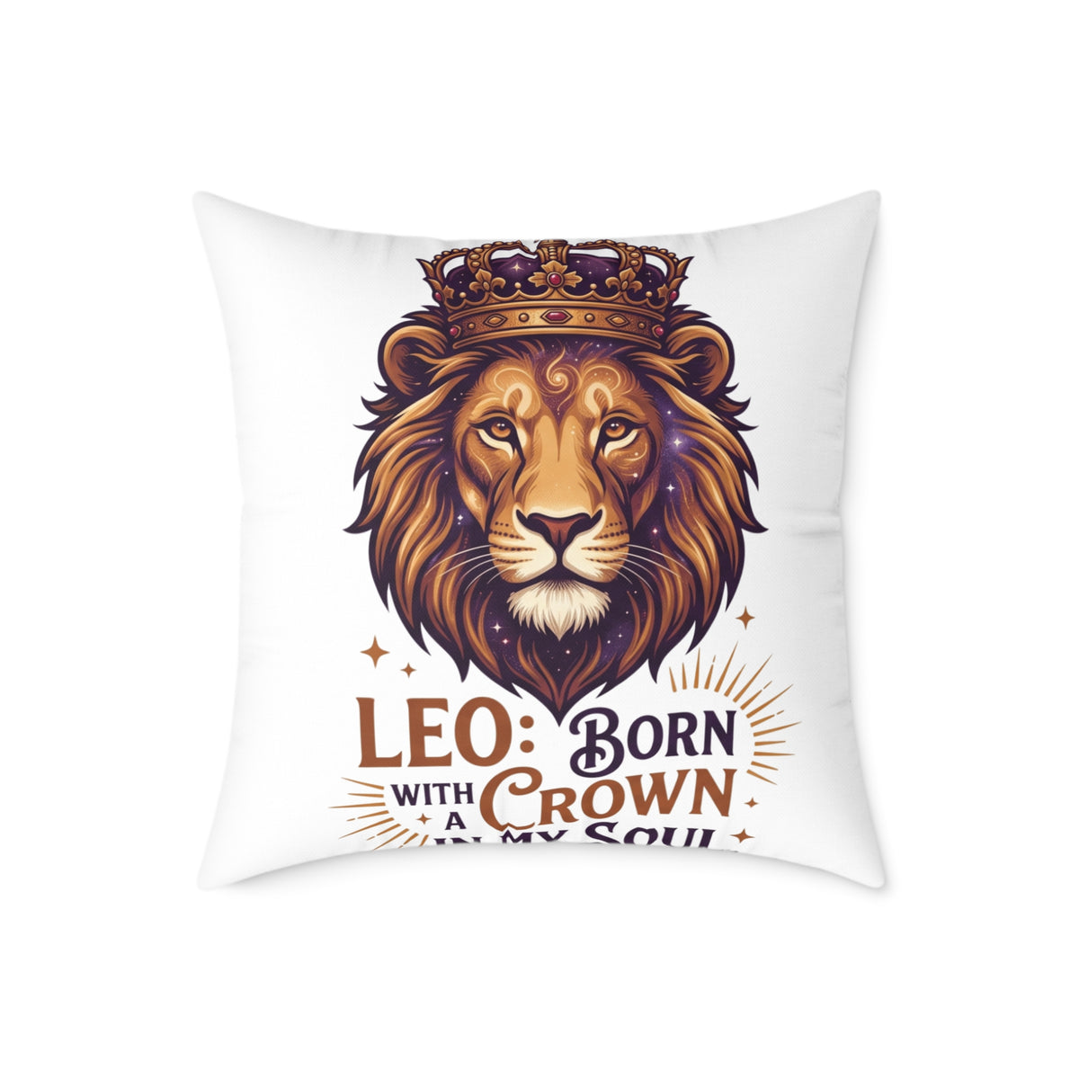 Leo Zodiac Born With A Crown Square Poly Canvas Pillow