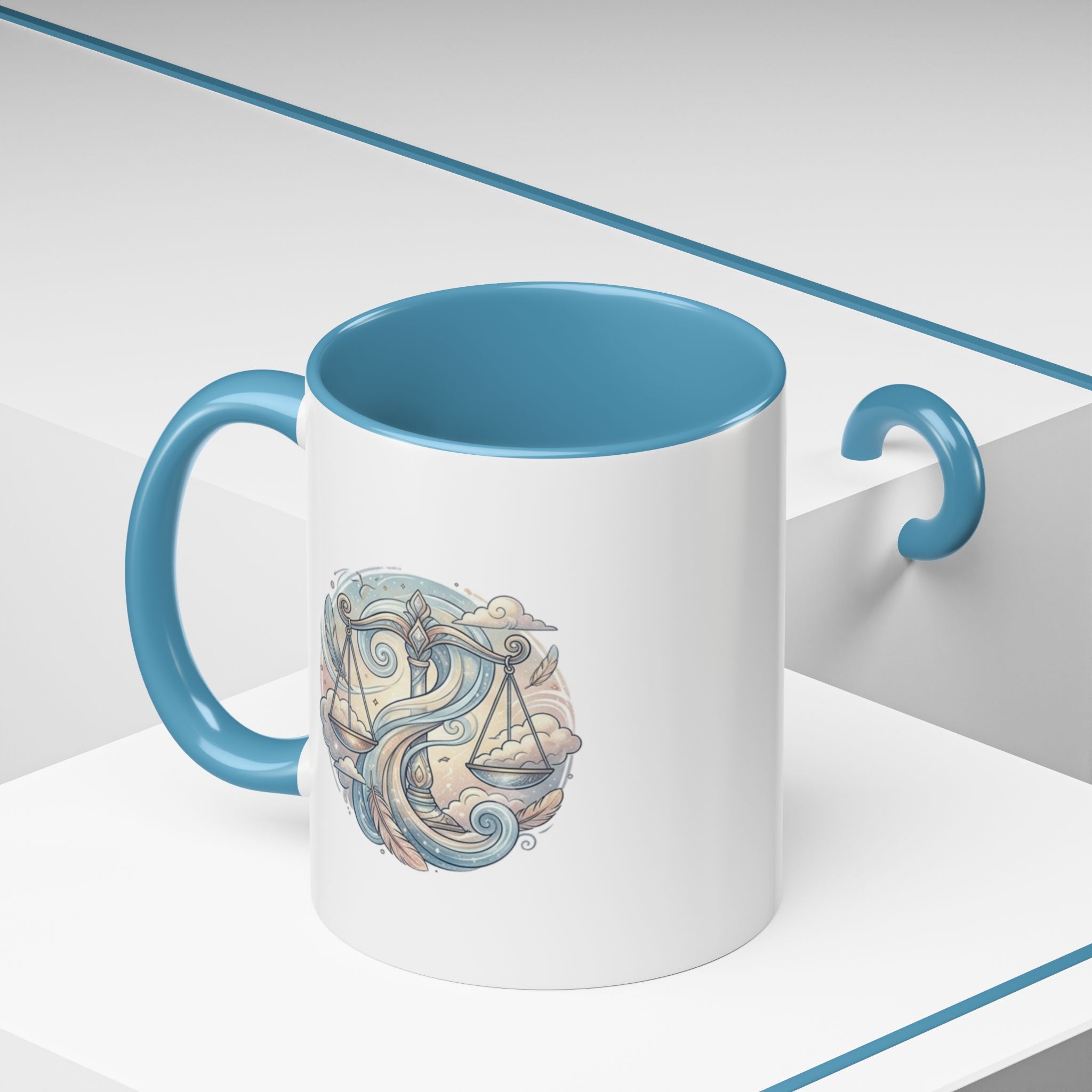 Libra Zodiac Coffee Mug — Balance Scales Astrological Accent Mug
