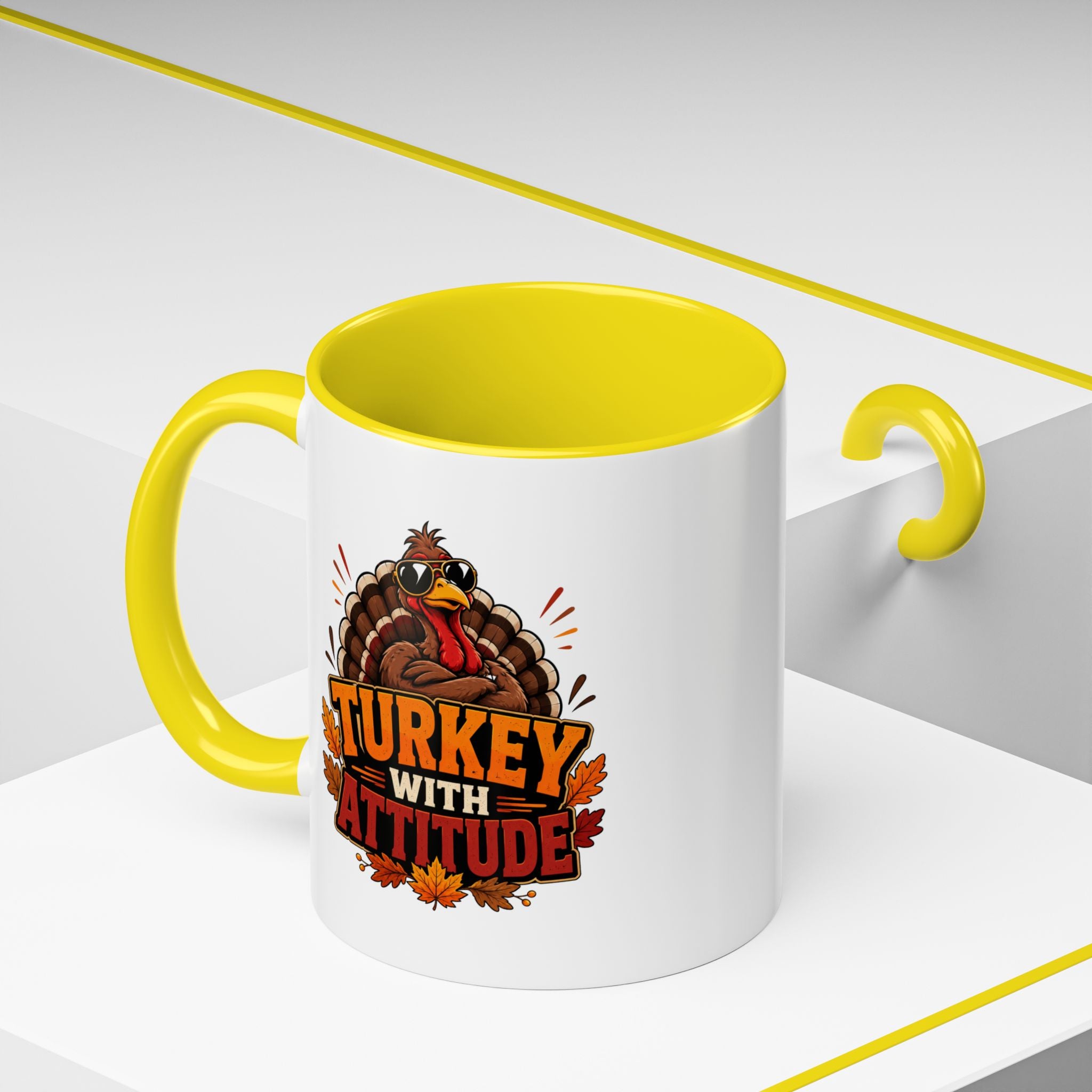 Thanksgiving Mug Turkey With Attitude Coffee Mug — Funny Thanksgiving Accent Mug