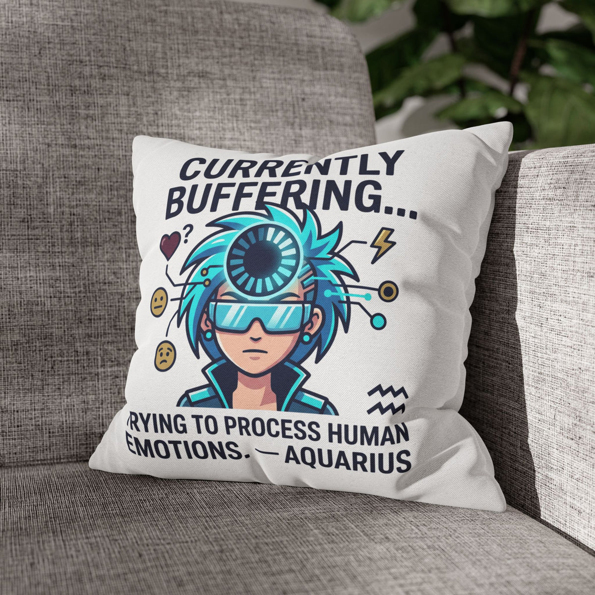 Aquarius Zodiac Spun Polyester Square Pillowcase